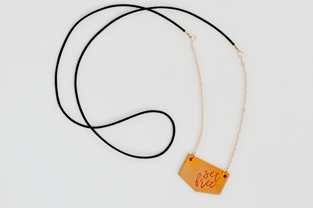 Set Free | Long Leather Pendant Necklace