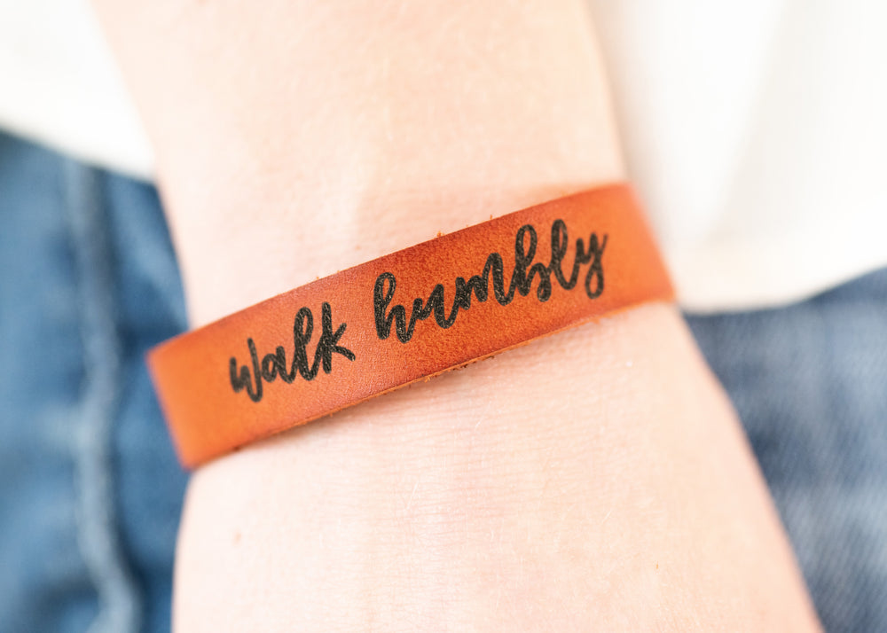 Walk Humbly Bracelet | Genuine Leather